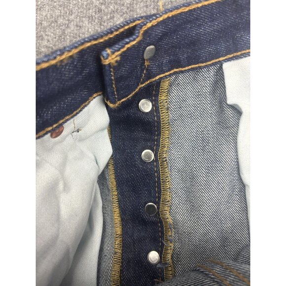 Levis 501 Jeans Mens 32x32 Dark Wash Blue Button Fly Waterless Denim Straight - Picture 10 of 10